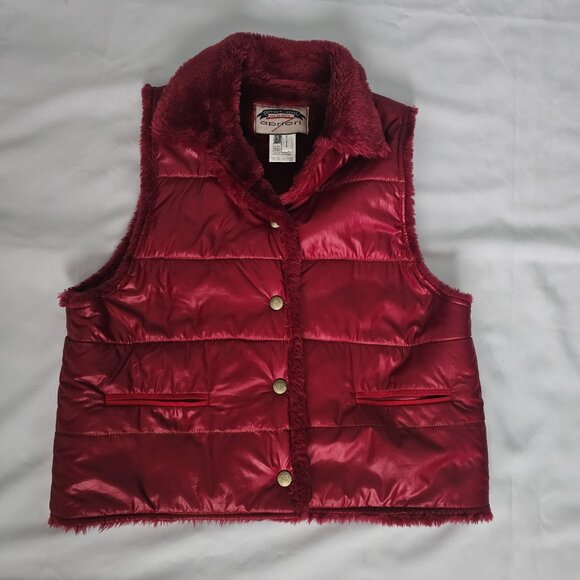 Apriori Cotton & Casual Apriorisette Burgundy Plush Lined Puffer Vest Size 8 - Picture 4 of 14